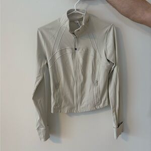 lululemon athletica Cream Ribbed Full-Zip Bomber Jacket